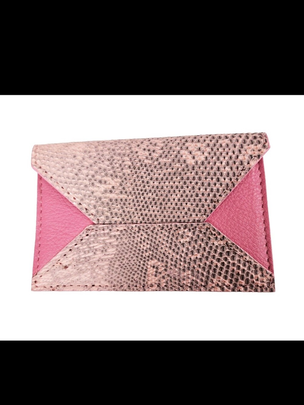 Pink Genuine Lizard/Leather Envelope Card Case